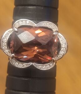 Elegant Zatos 925 Silver and Brown Gemstone Ring Size 8